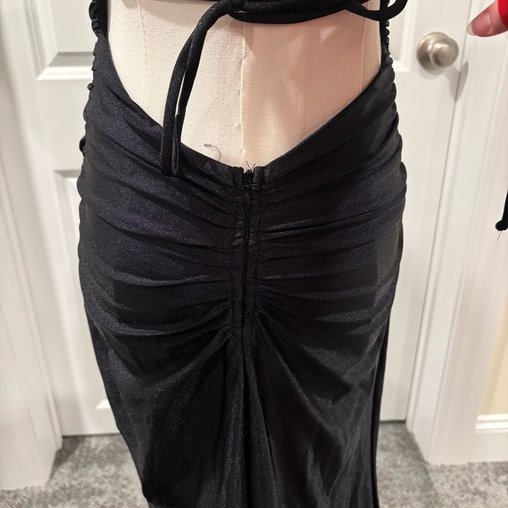 La Scala Black Lace Up Mermaid Dress With Waist Ruching Black Womens U.S. Medium - Picture 5 of 8